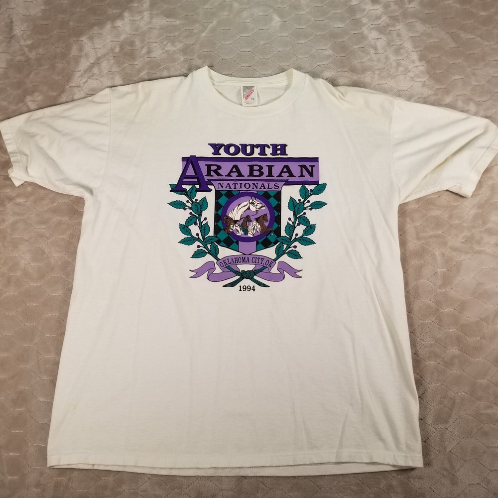 VTG 1994 Youth Arabian Nationals‎ Oklahoma City Shirt Sz XL STAINED Horses
